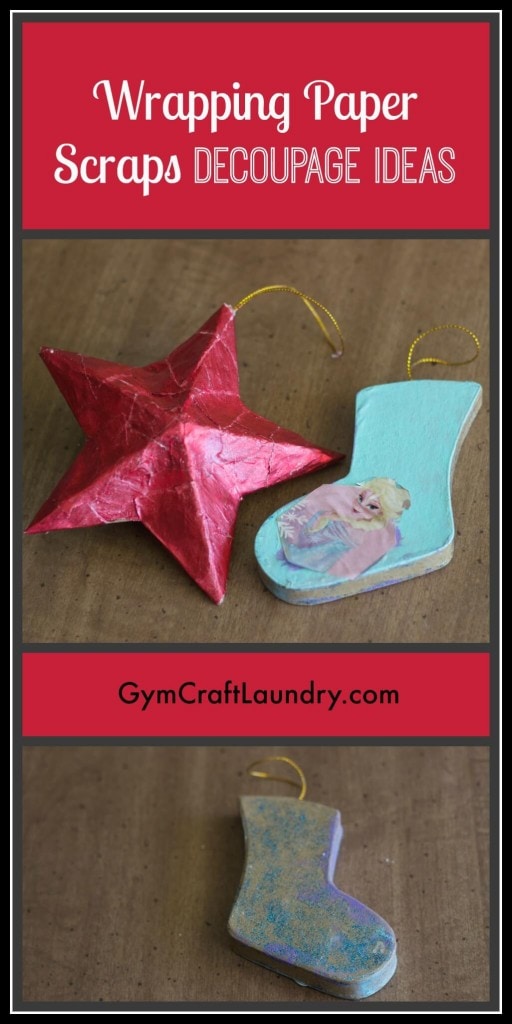 Easy kids decoupage ideas for homemade Christmas ornaments.
