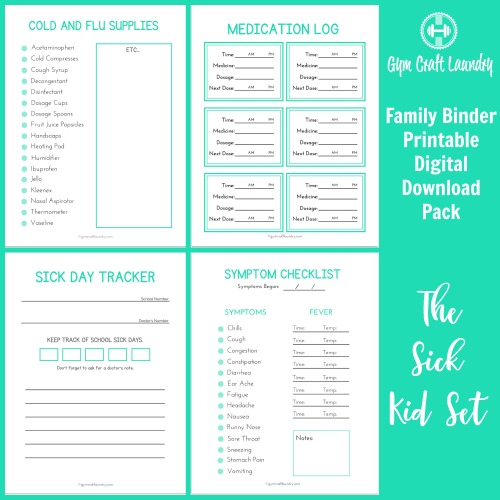 family binder printable pack for kids' health