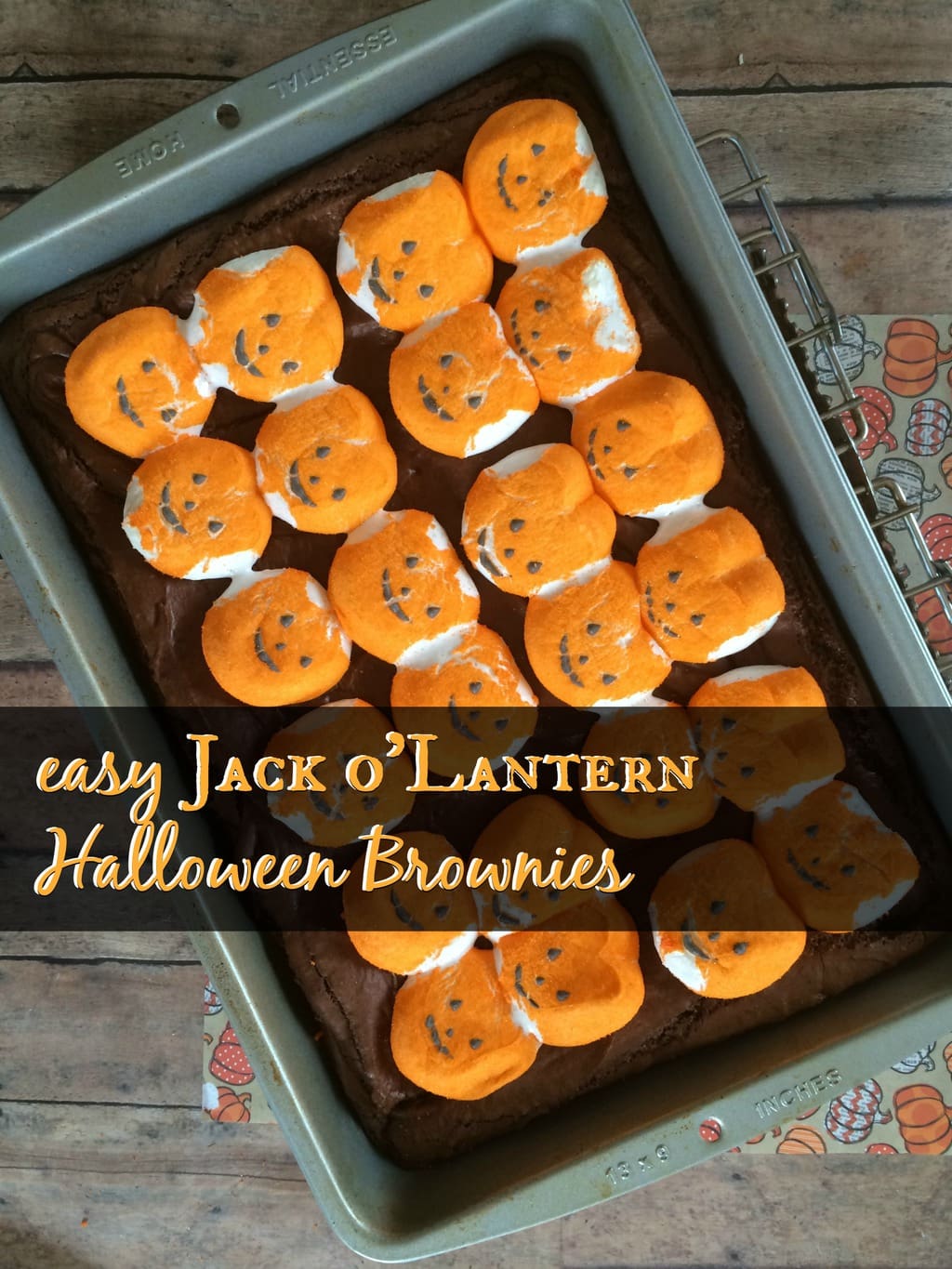Easy Jack o’lantern Halloween Brownies