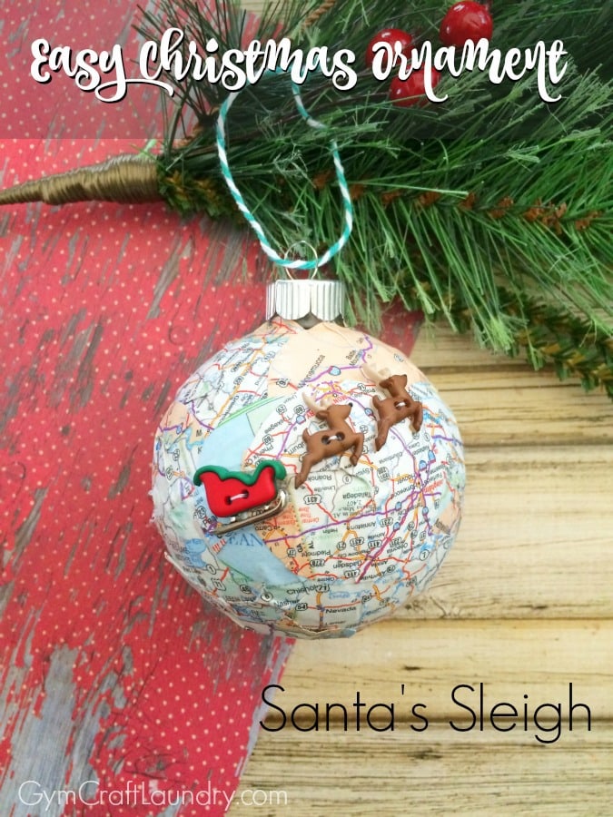 Easy Decoupage Santa Sleigh Map Ornament