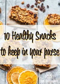 10 Healthy Snacks for inside your purse. Stay on track with a portable snack. Kid snack ideas. Snacking for weight loss.