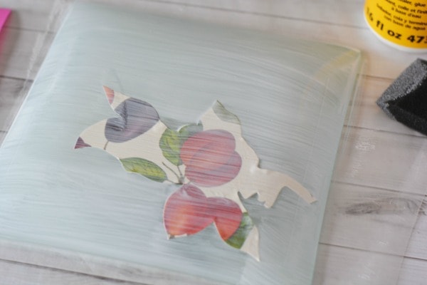 floral decoupage craft decoupage fabric glass plate Mother gift Teacher Gift