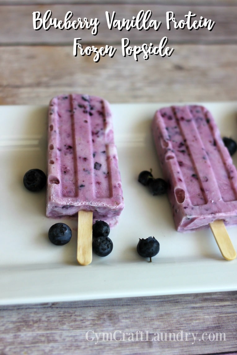 Blueberry Protein Popsicle Vanilla. Easy and protein filled frozen ice pops for clean eating or low carb diets. These popsicle snacks are a great way to please that sweet tooth!