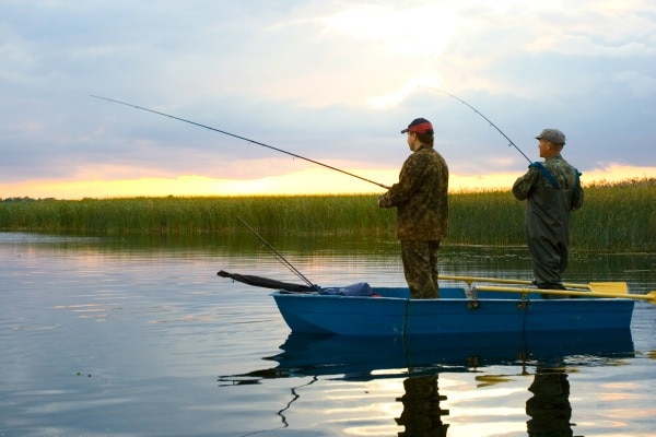 fishing on a boat