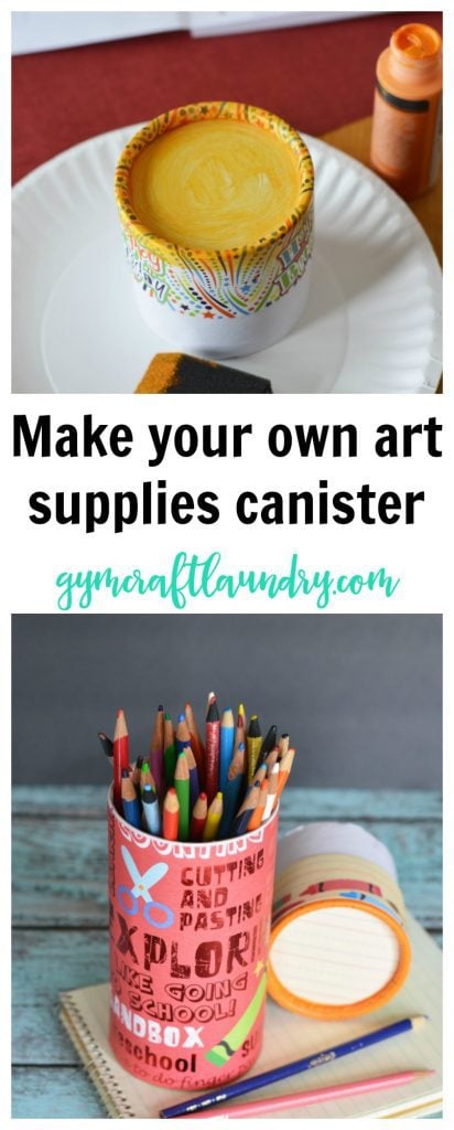 DIY Homemade art supplies canister for paintbrushes, markers, pencils, or pens!