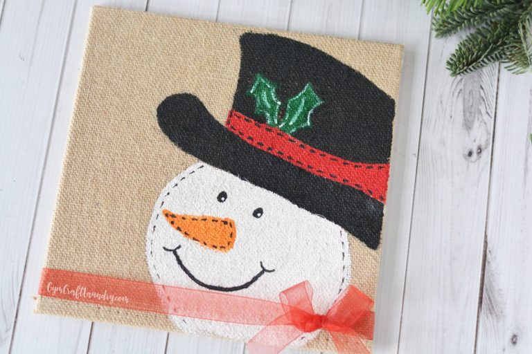DIY Burlap Canvas Snowman Craft