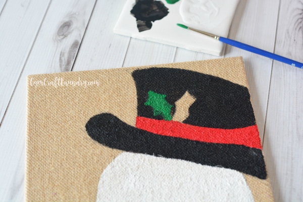 Make your own burlap canvas snowman