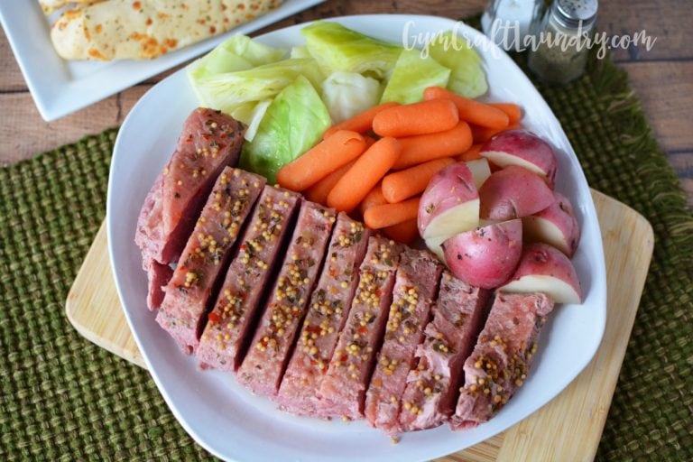 Plate of Instant Pot Corned Beef and Cabbage