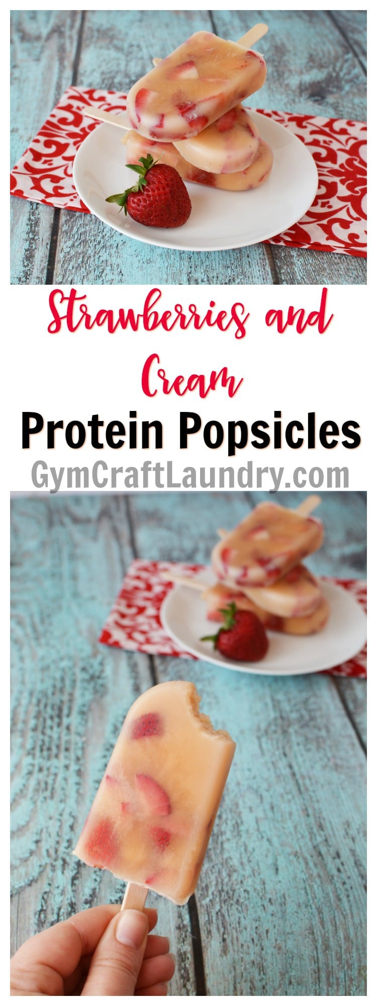 Strawberries and Cream Protein Popsicles