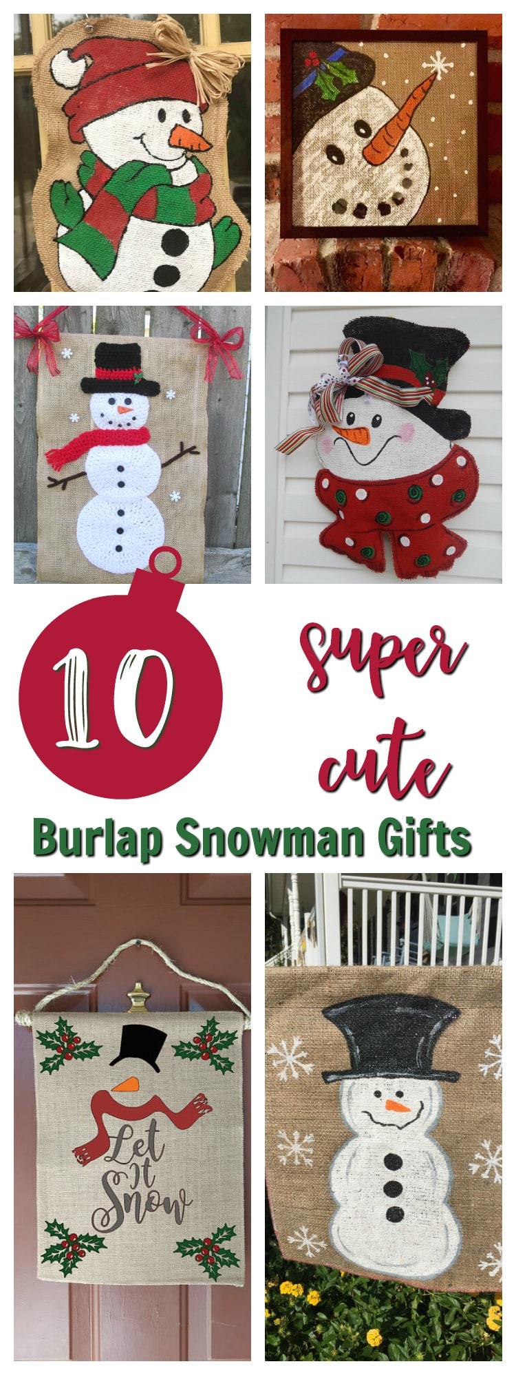 10 Super cute Snowmen on Burlap Signs