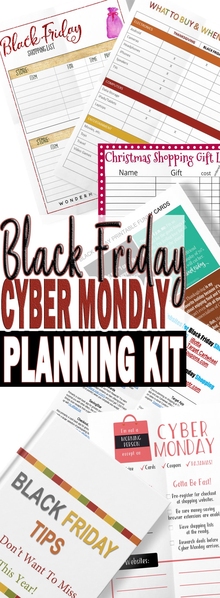 Black Friday Cyber Monday Planning Kit printables so you can be organized and get the best shopping deals.