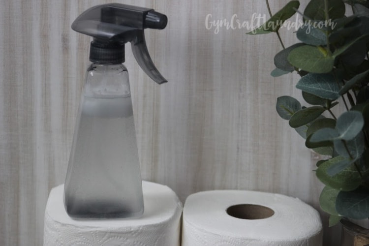 Homemade toilet paper spray solution in a spray bottle